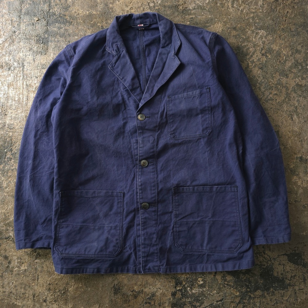 Vintage 1960s Blue Chore Jacket Size 52 German Cotton Workwear